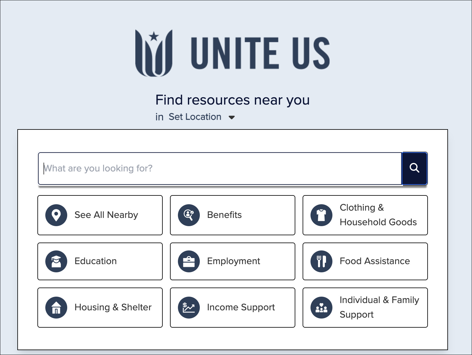 The public resource directory homepage